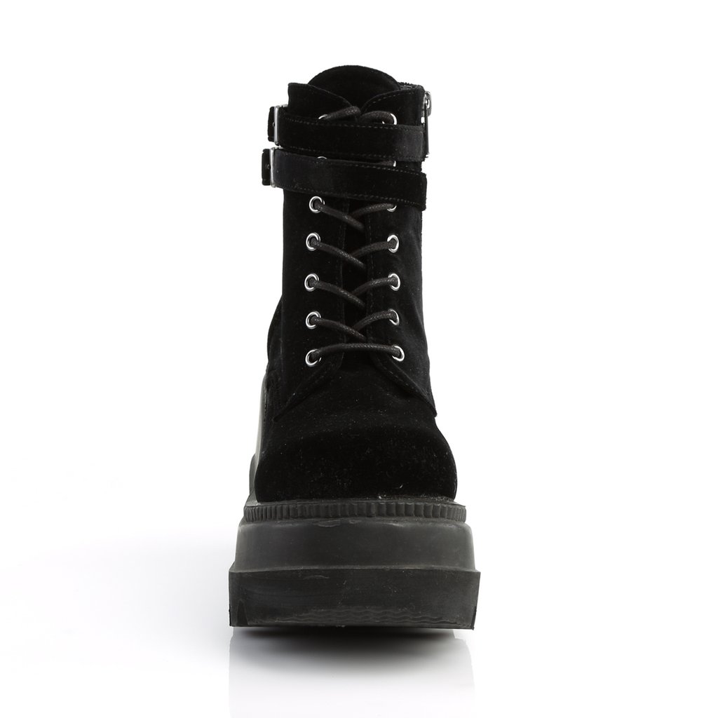 Bottines Demonia Shaker-52 Wedge Platform Dentelle Up Noir Femme | UOG-6683750