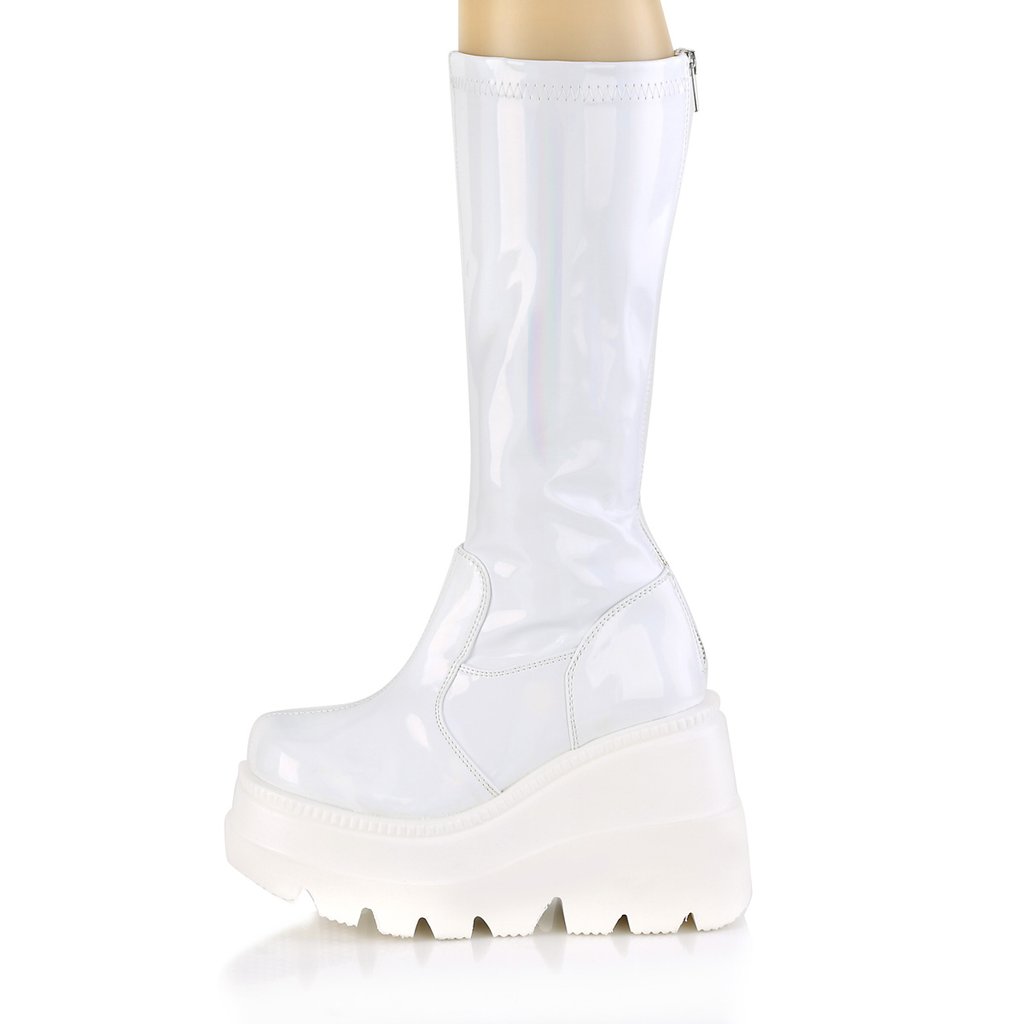 Bottines Demonia Shaker-65 Wedge Platform Blanche Femme | TXX-0328143