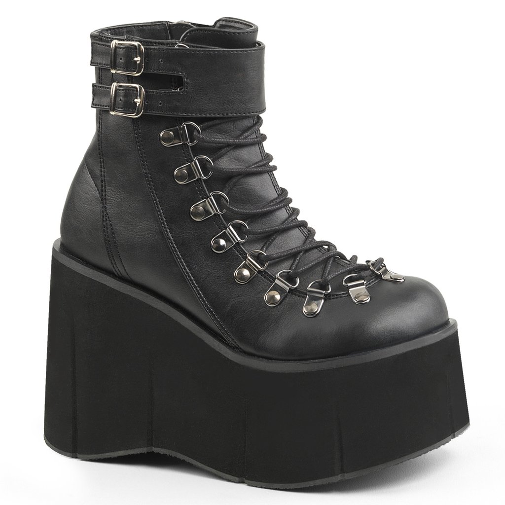 Bottines Demonia Kera-21 Dentelle Up Cuir Vegan Noir Femme | LHS-7428267