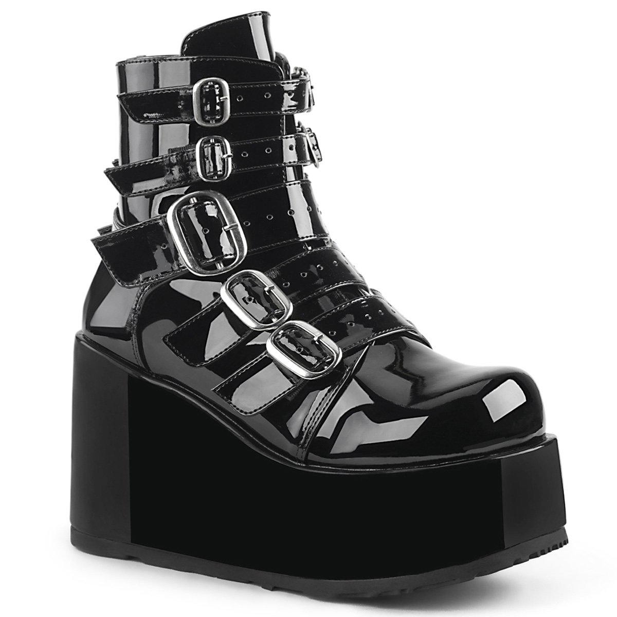 Bottines Demonia Concord-57 Platform Vernis Noir Femme | MXR-1888578