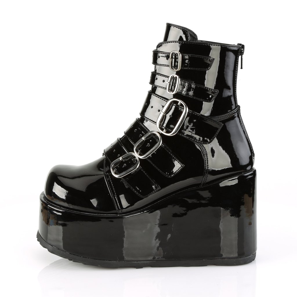 Bottines Demonia Concord-57 Platform Vernis Noir Femme | MXR-1888578