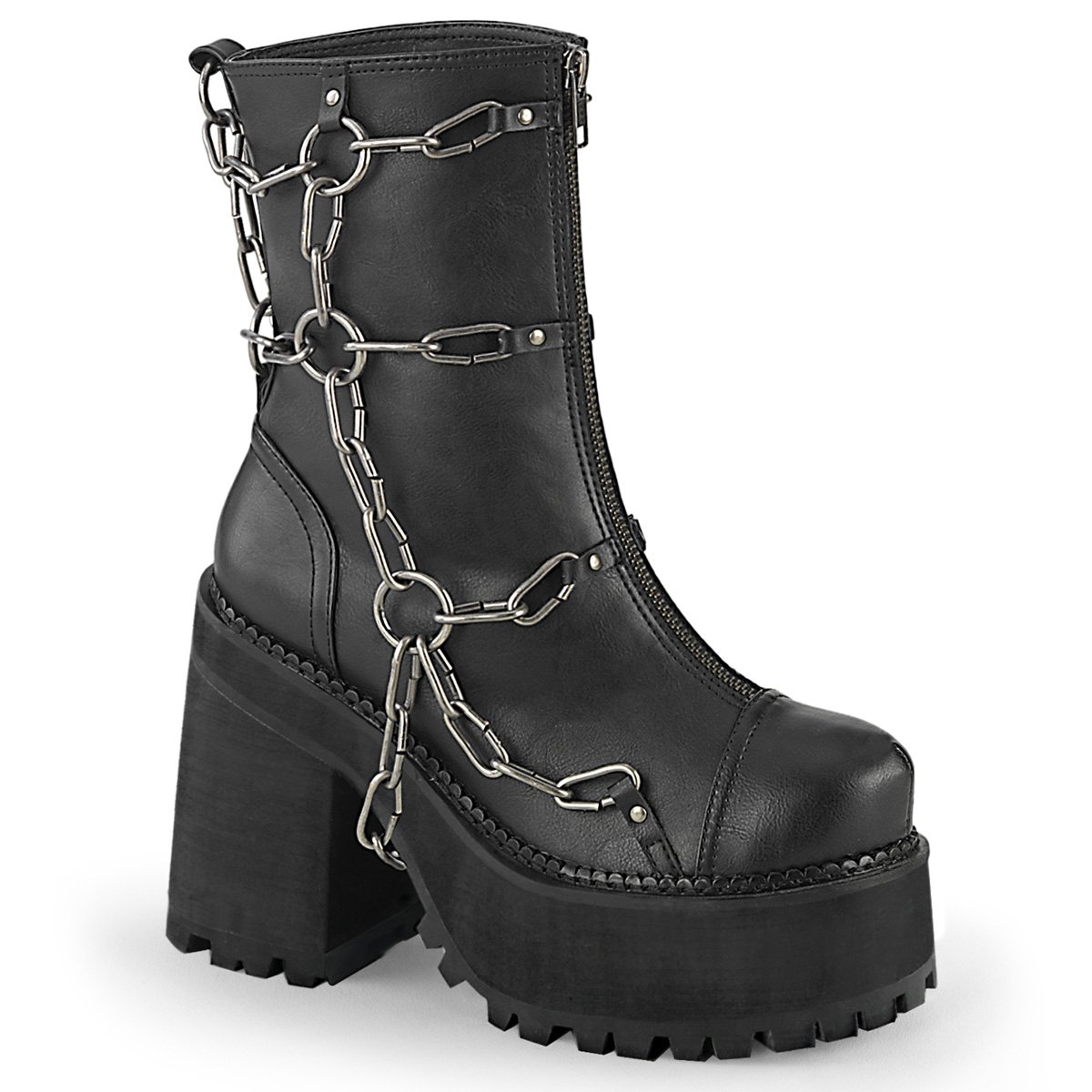 Bottines Demonia Assault-66 Platform Cuir Vegan Noir Femme | FRV-2530450