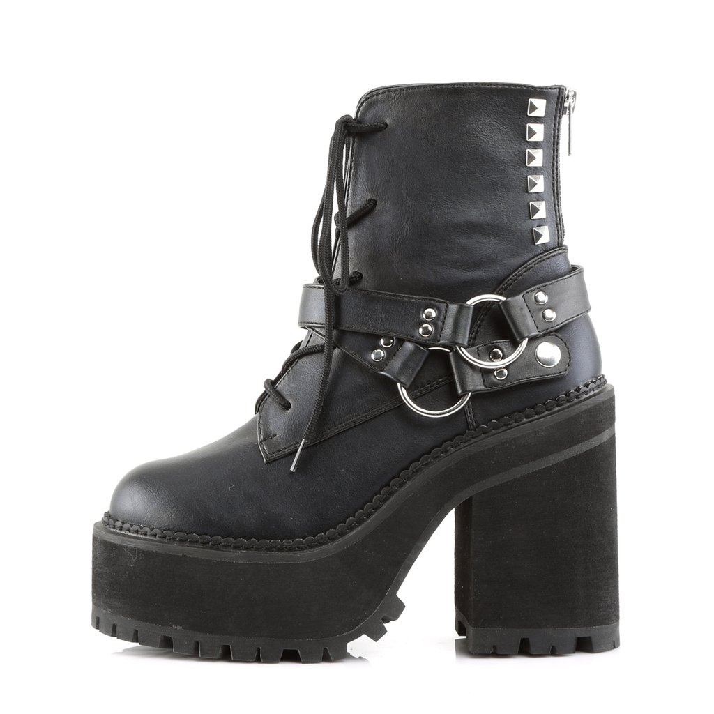 Bottines Demonia Assault-101 Platform Dentelle Up Cuir Vegan Noir Femme | JMM-8827775