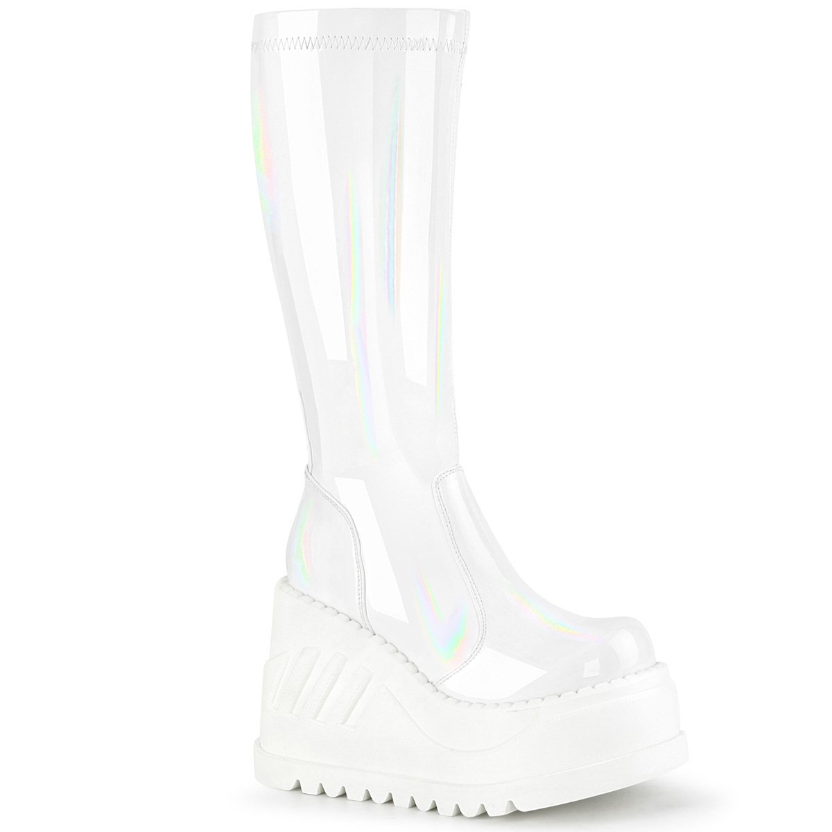 Bottines Demonia Stomp-200 Wedge Platform Vernis Blanche Femme | YDQ-1642659