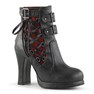 Bottines Demonia Crypto-51 Platform Cuir Vegan Noir / Rouge Femme | TBZ-3020795