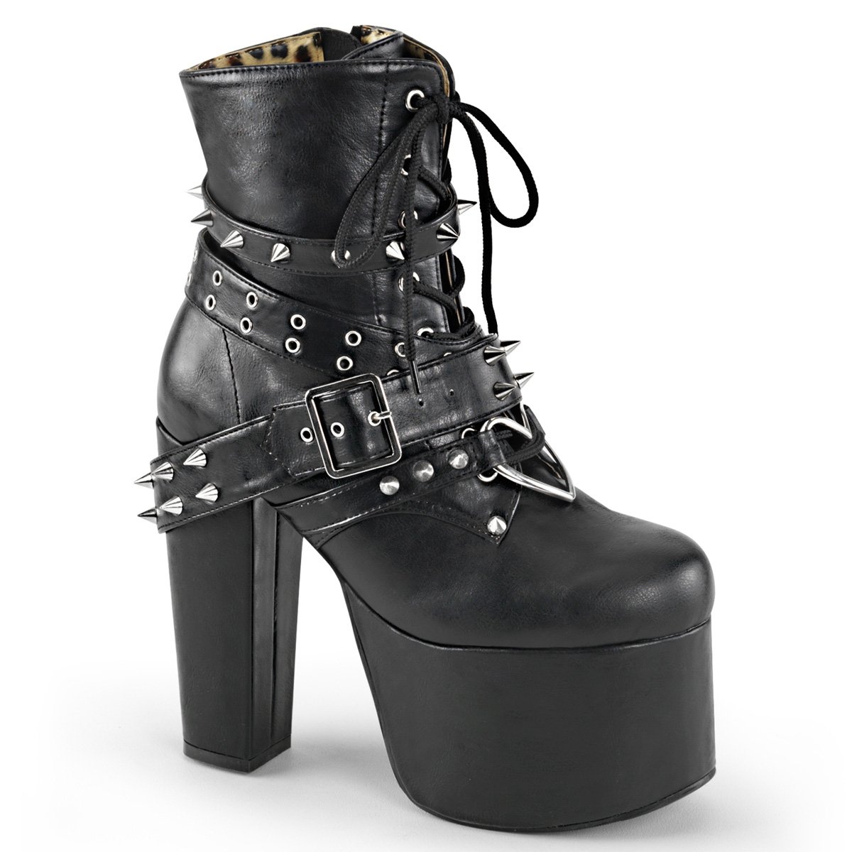 Bottines Demonia Torment-700 Platform Dentelle Up Cuir Vegan Noir Femme | FUX-6996477