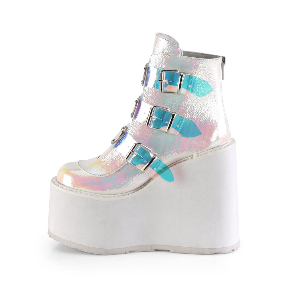 Bottines Demonia Swing-105 Wedge Platform Cuir Vegan Pearl Femme | HUU-1661319