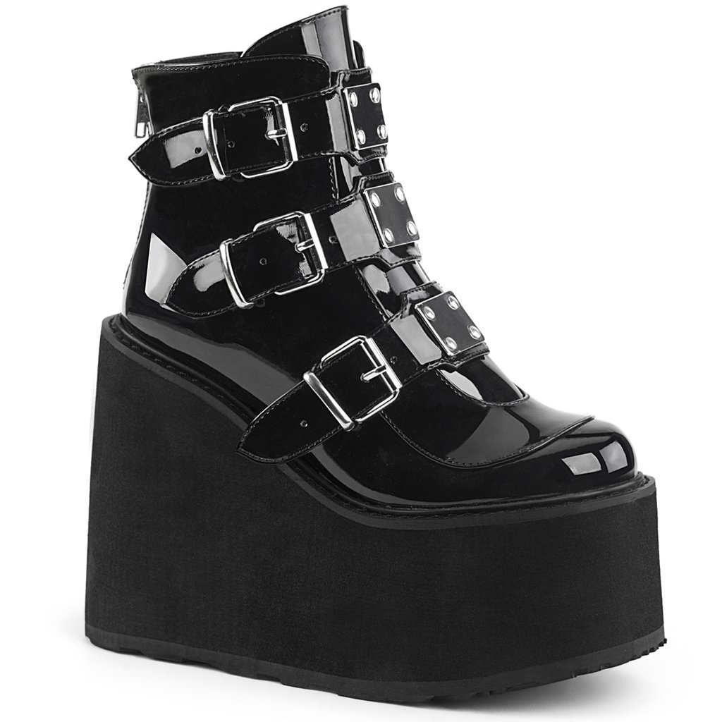 Bottines Demonia Swing-105 Wedge Platform Noir Femme | WAY-6783682