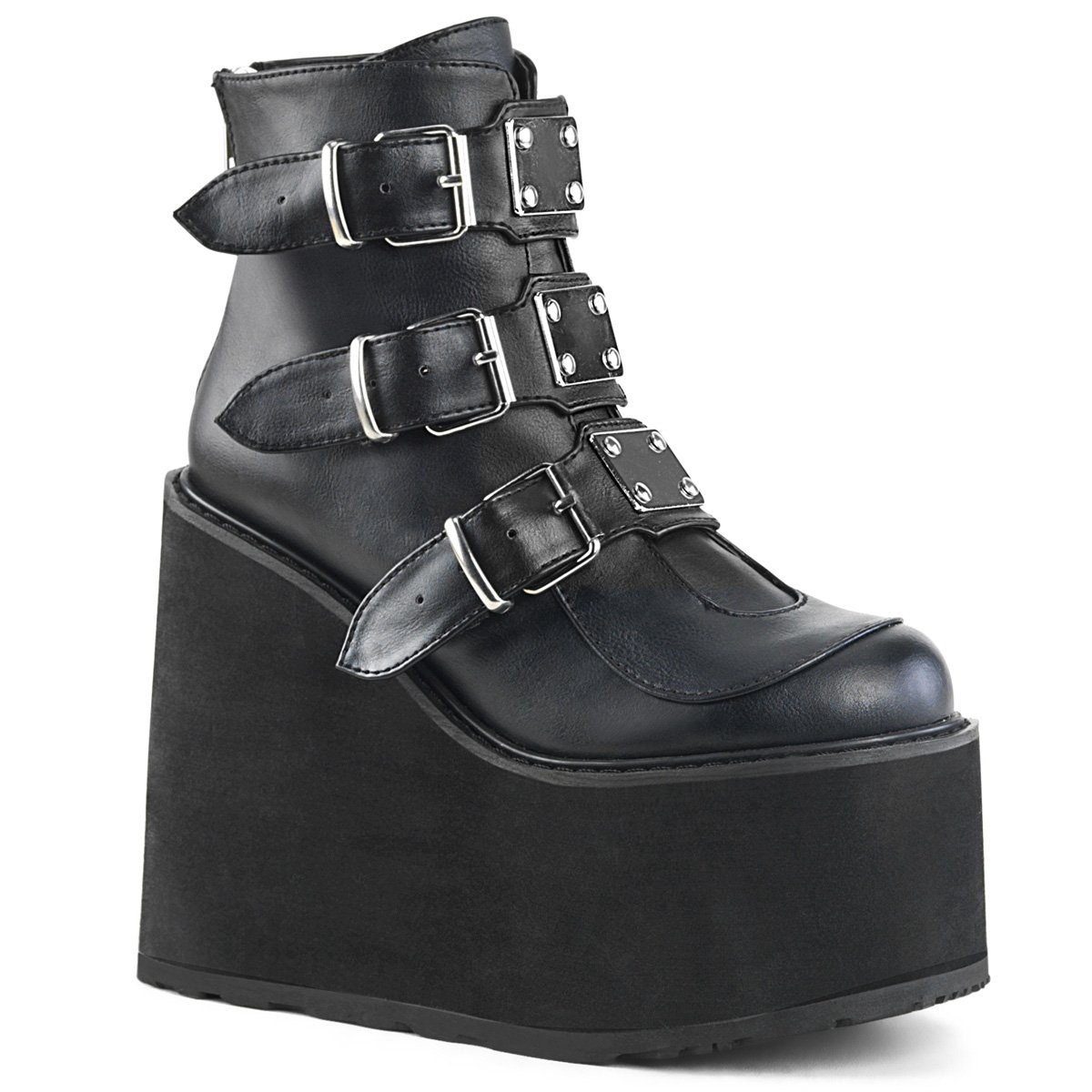 Bottines Demonia Swing-105 Wedge Platform Cuir Vegan Noir Femme | DPA-7233336