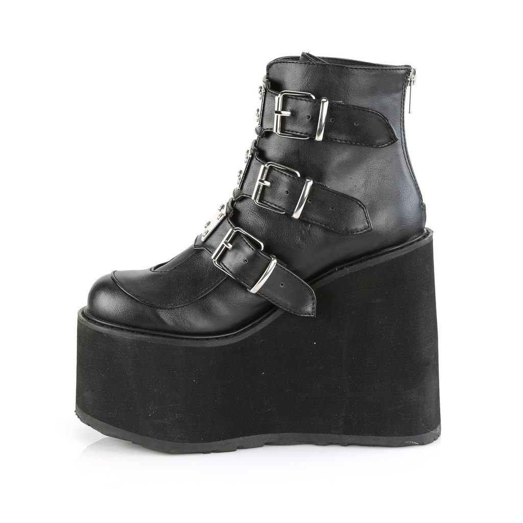 Bottines Demonia Swing-105 Wedge Platform Cuir Vegan Noir Femme | DPA-7233336