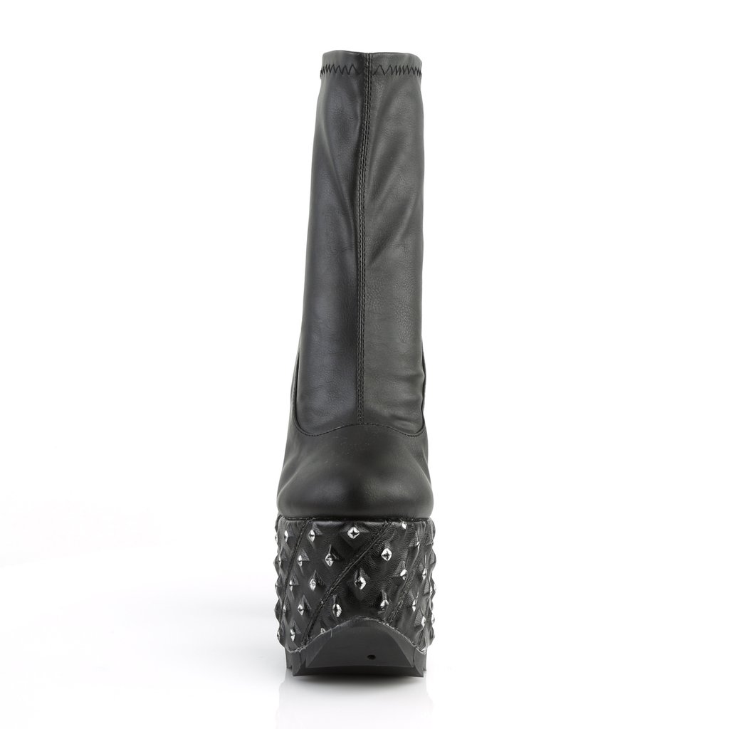 Bottines Demonia Cramps-110 Platform Cuir Vegan Noir Femme | LFZ-0768706