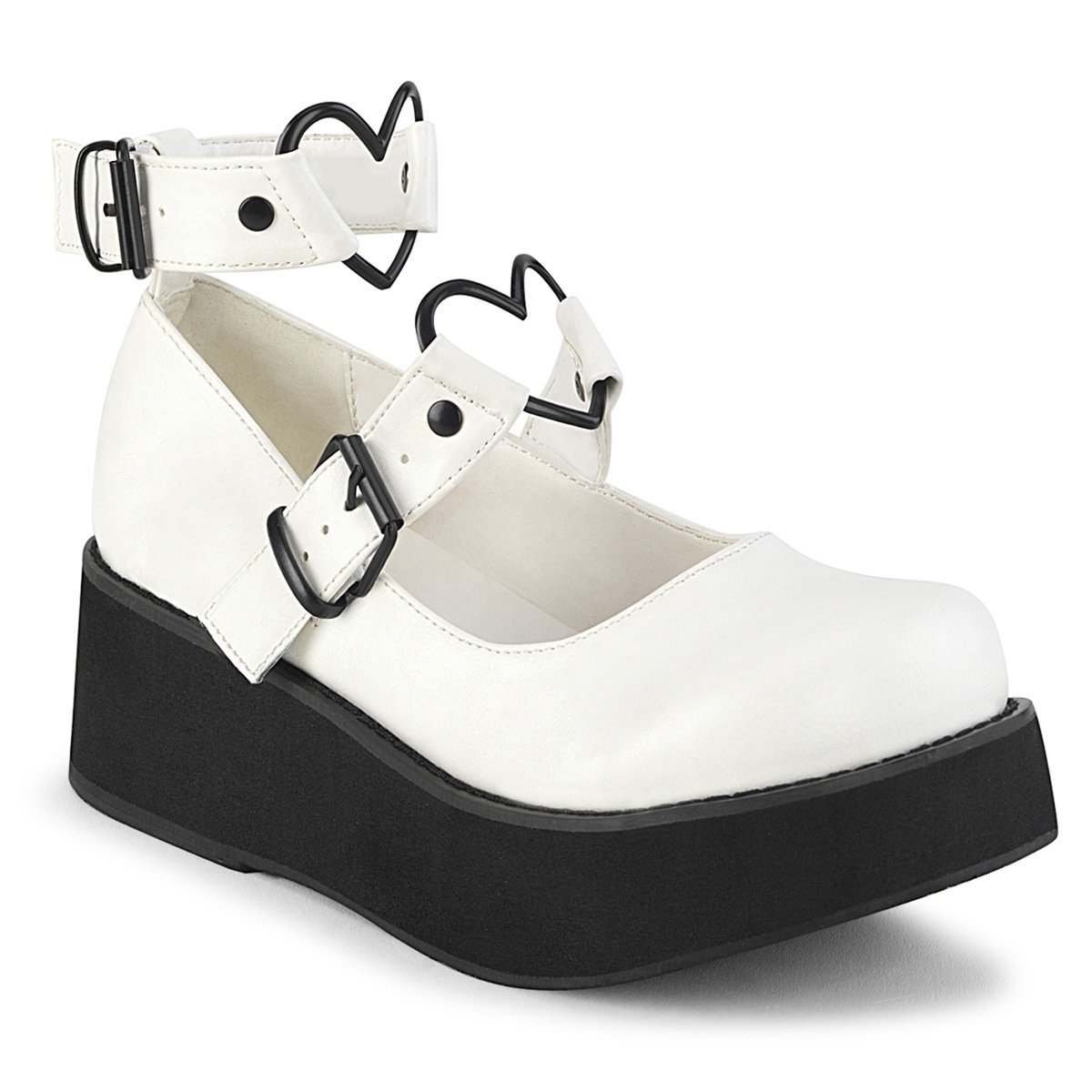 Chaussures Plateforme Demonia Sprite-02 Mary Jane Cuir Vegan Blanche Femme | RIY-7513874