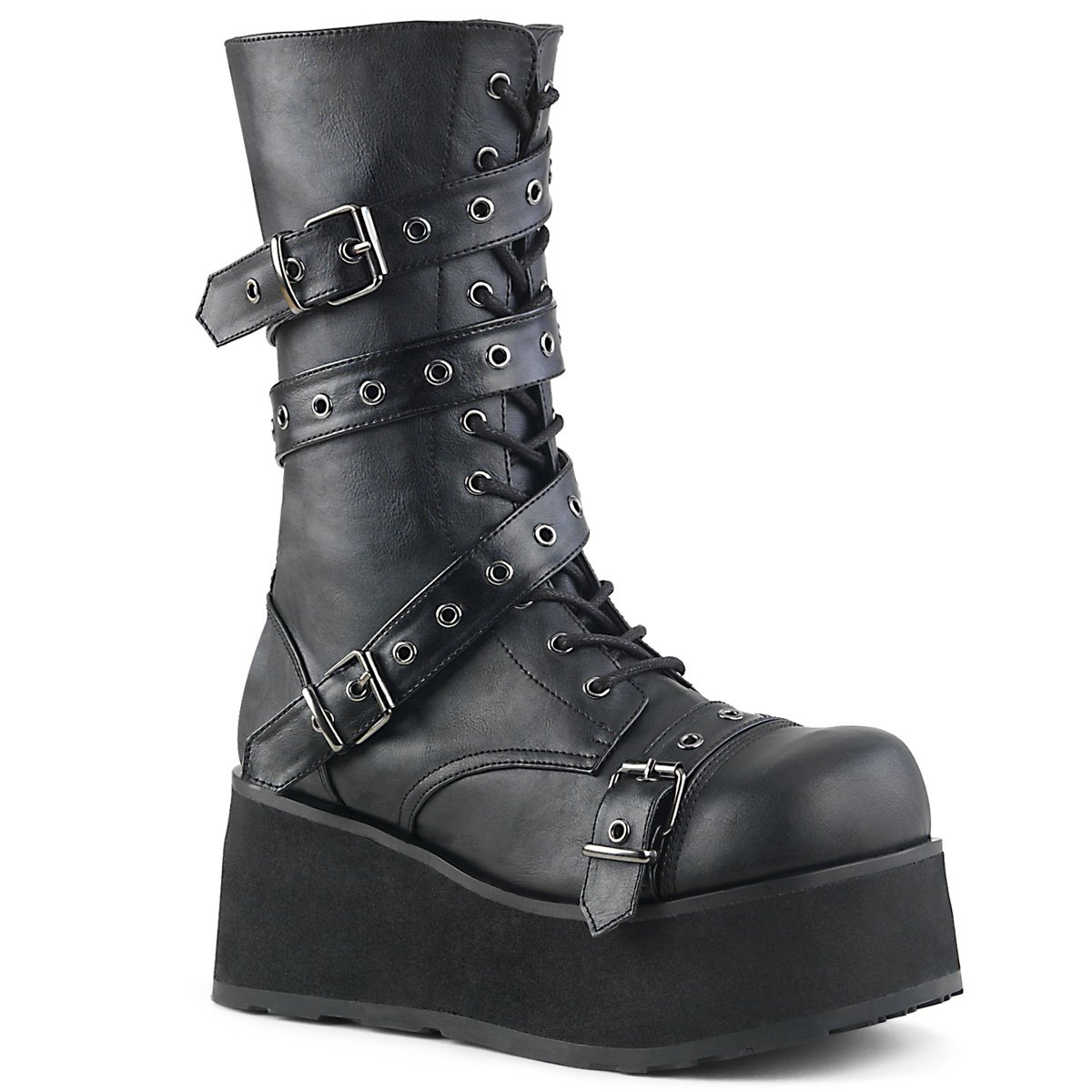 Bottines Demonia Trashville-205 Platform Goth Punk Cuir Vegan Noir Homme | COF-9853143