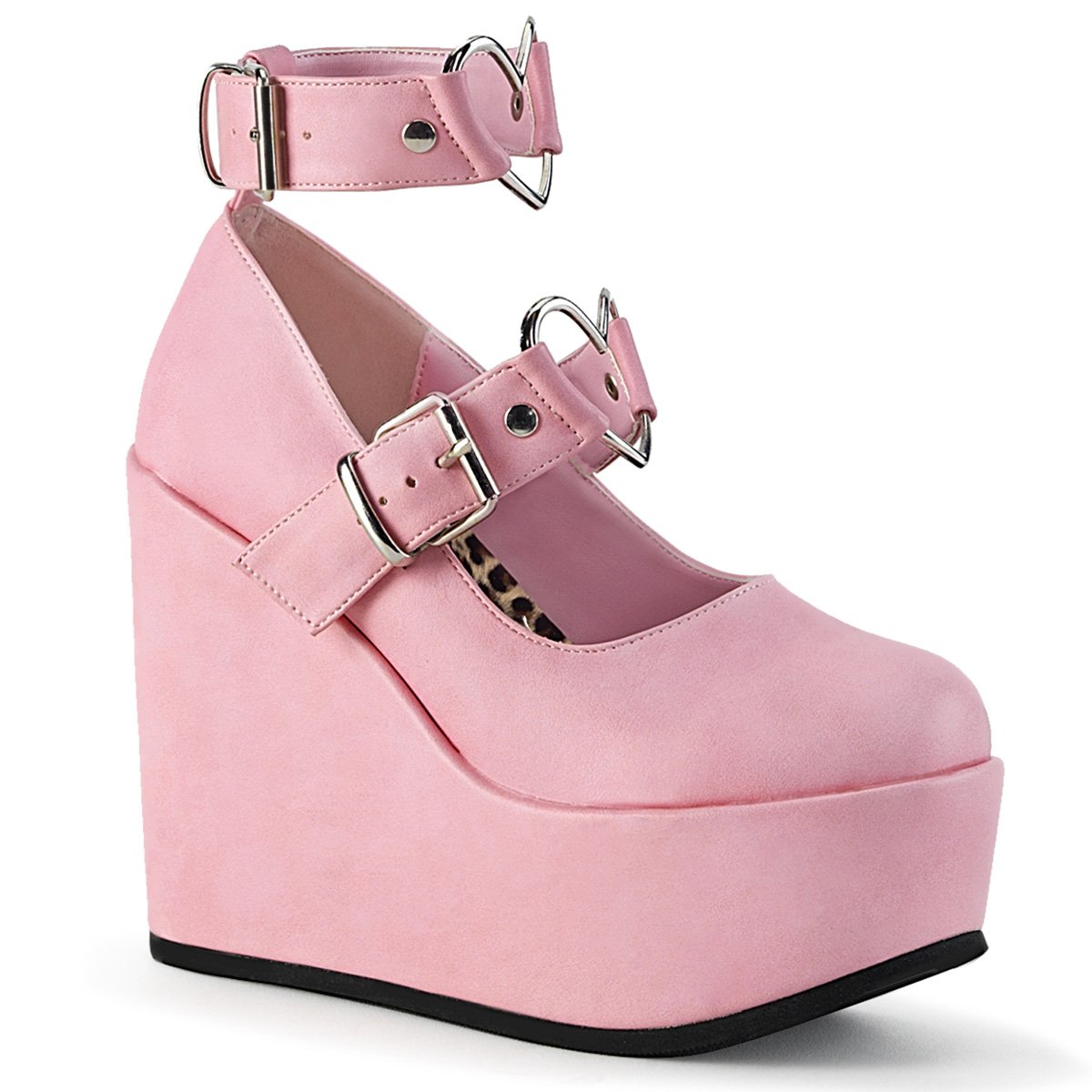 Chaussures Plateforme Demonia Poison-99-2 Wedge Cuir Vegan Rose Femme | CJP-3464842