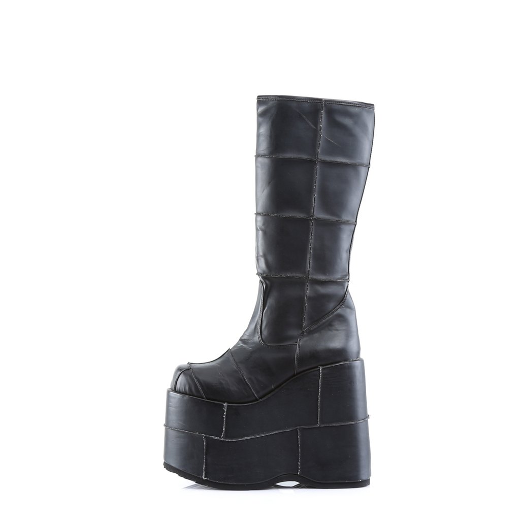 Bottes Hautes Demonia Stack-301 Platform Cuir Vegan Noir Homme | HTQ-9011151