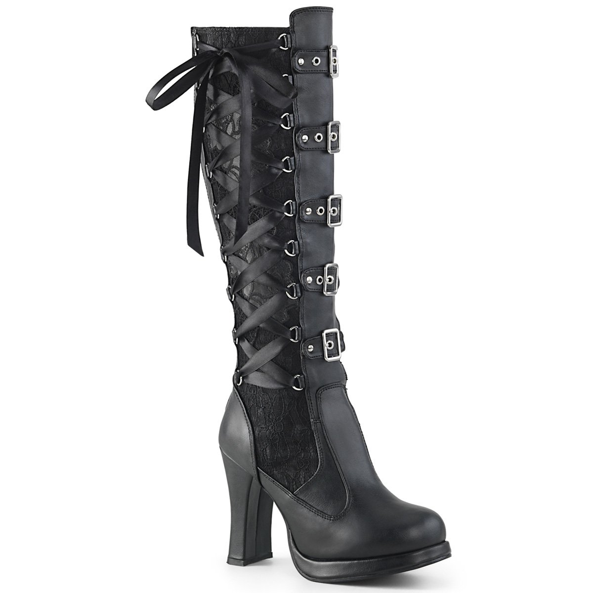 Bottes Hautes Demonia Crypto-106 Platform Vegan Noir Femme | WJS-0747901