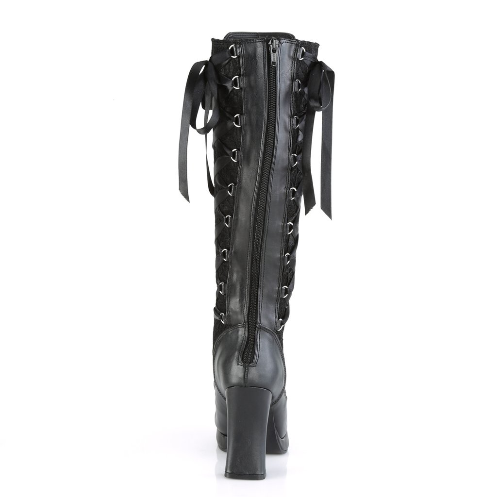 Bottes Hautes Demonia Crypto-106 Platform Vegan Noir Femme | WJS-0747901