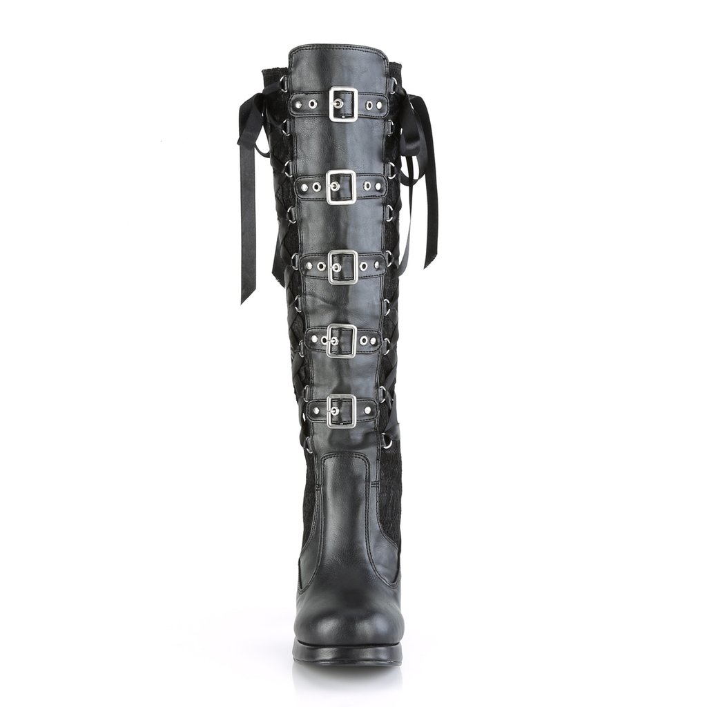 Bottes Hautes Demonia Crypto-106 Platform Vegan Noir Femme | WJS-0747901