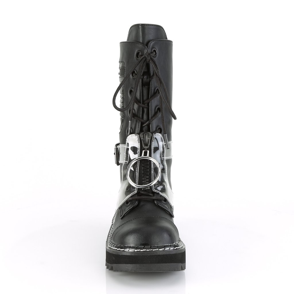 Bottes Hautes Demonia Lilith-271 Platform Dentelle Up Mid-Calf Vegan Noir Femme | QZL-9314886