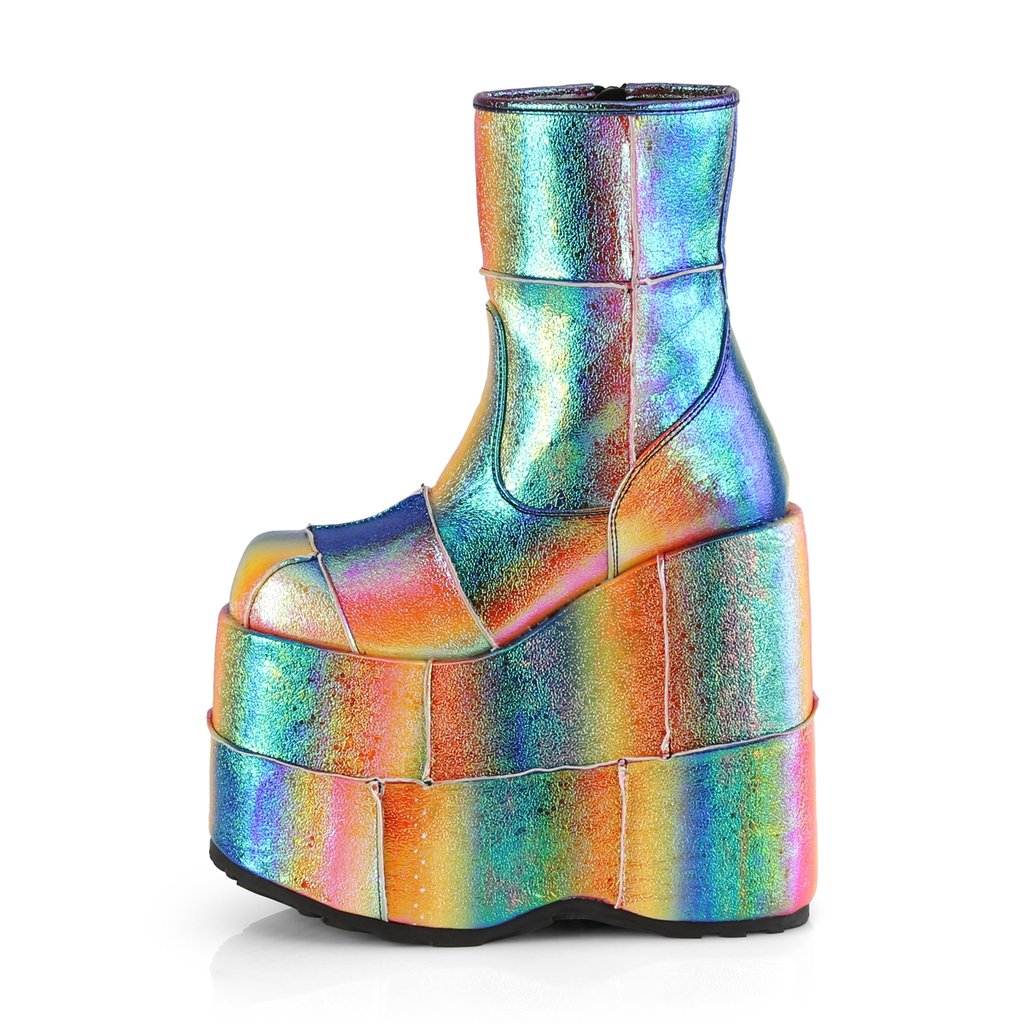 Bottines Demonia Stack-201 Ankle Boot Cuir Vegan Multicolore Homme | HZH-2378976