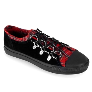 Baskets Demonia Deviant-05 Low Tops Daim Noir / Rouge Homme | EKI-4881688