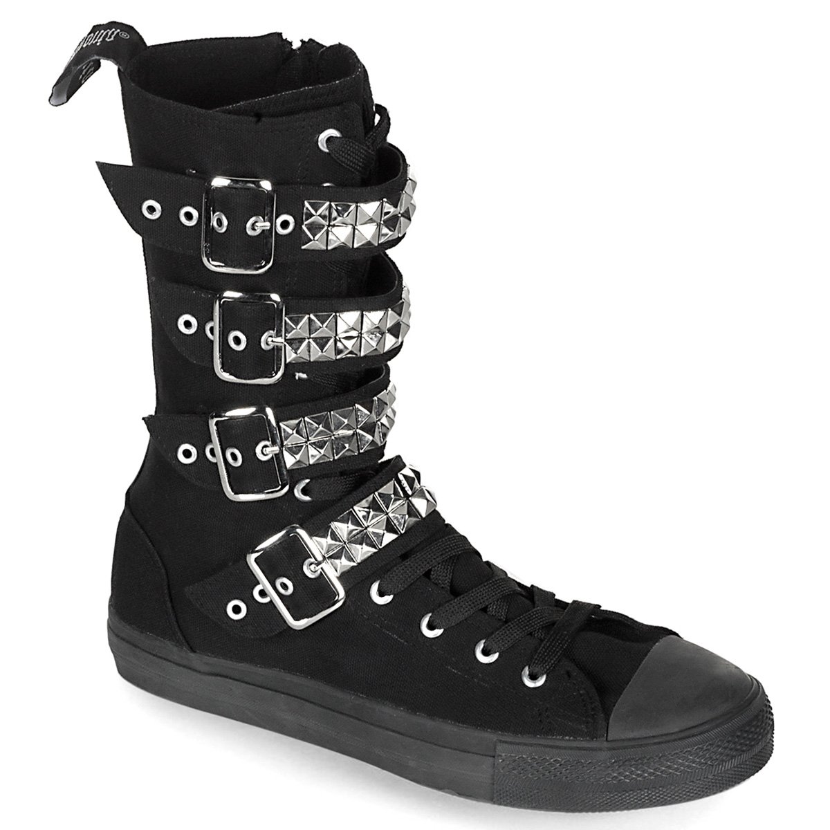 Baskets Demonia Deviant-203 Punk Goth Skater Tela Noir Homme | HTM-9057513