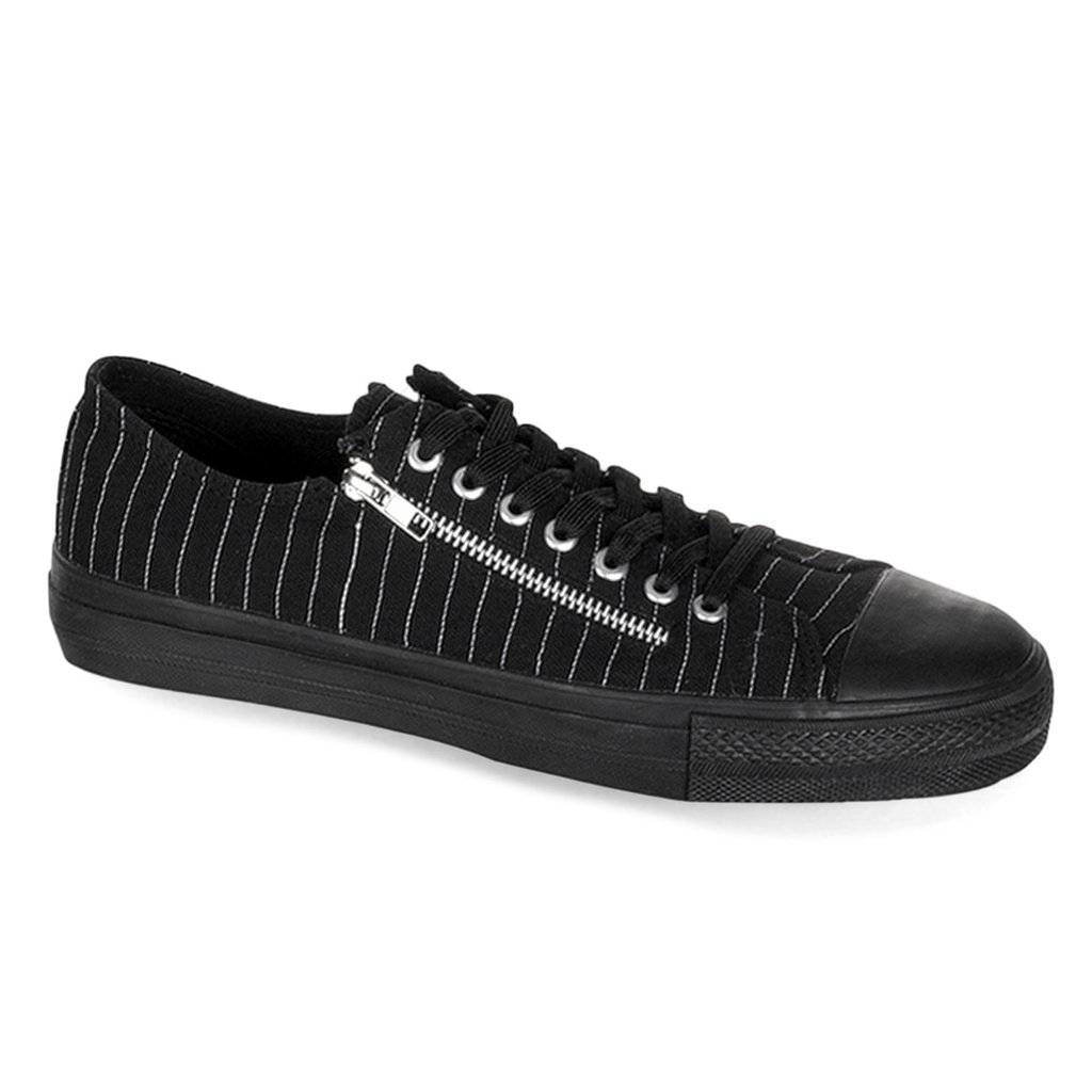 Baskets Demonia Deviant-06 Low Tops Tela Noir / Blanche Homme | ECJ-3394037