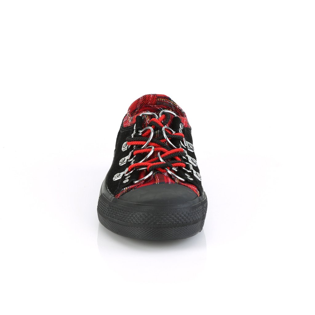 Baskets Demonia Deviant-05 Low Tops Daim Noir / Rouge Homme | EKI-4881688