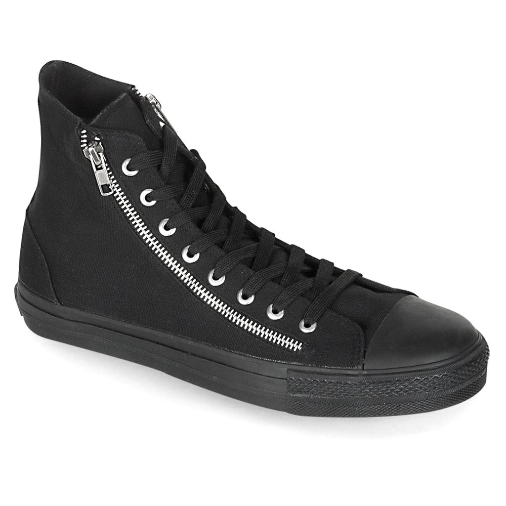 Baskets Demonia Deviant-106 Punk Goth Skater Tela Noir Homme | GXA-8118729