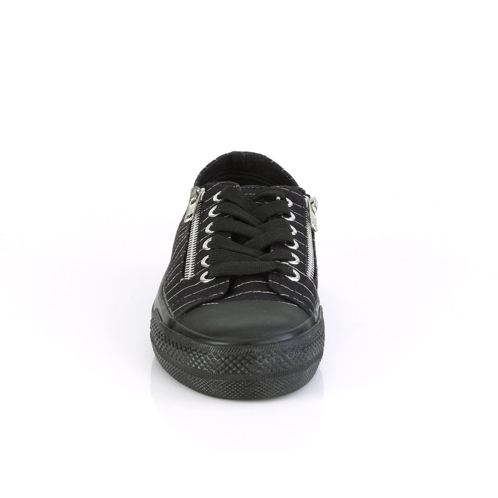 Baskets Demonia Deviant-06 Low Tops Tela Noir / Blanche Homme | ECJ-3394037