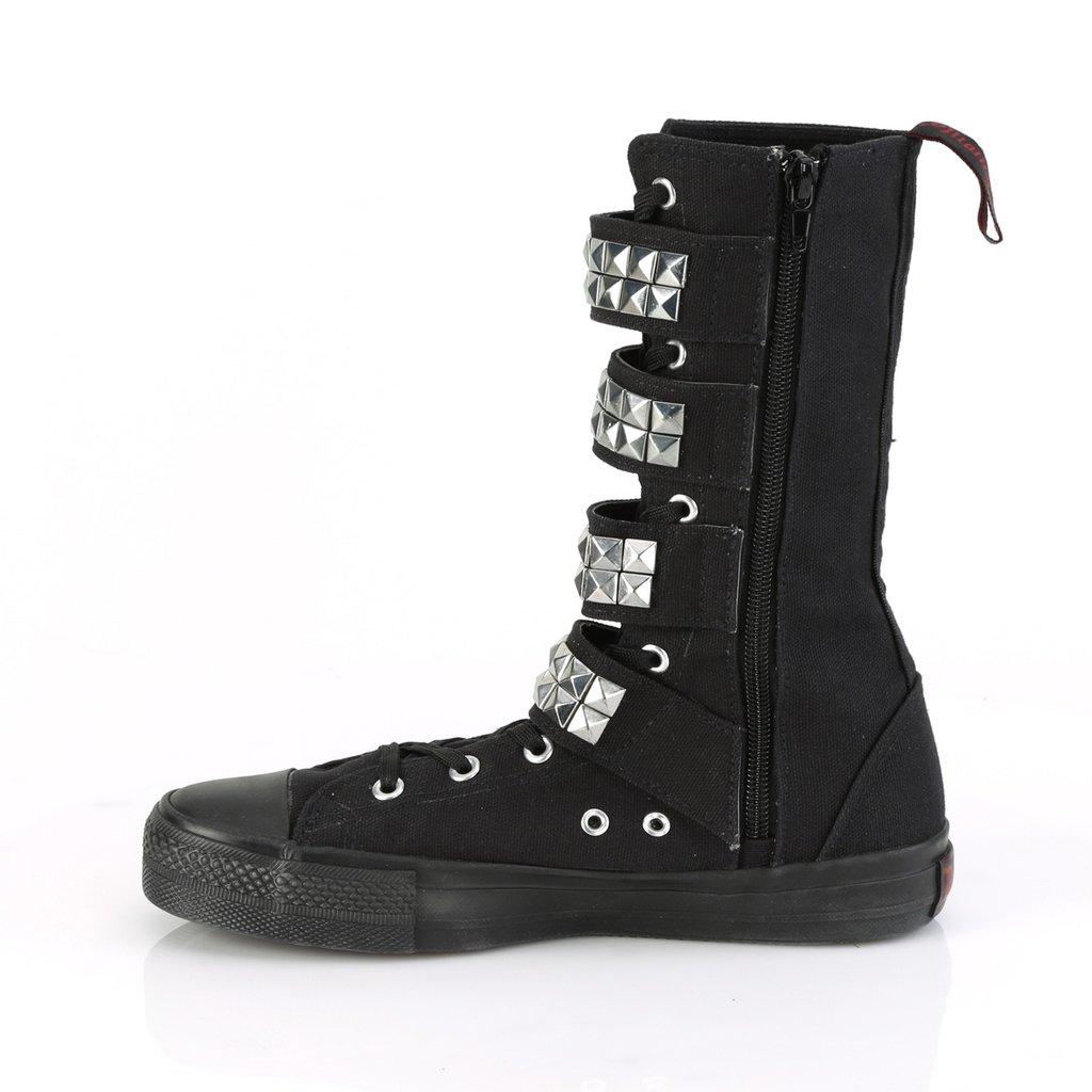 Baskets Demonia Deviant-203 Punk Goth Skater Tela Noir Homme | HTM-9057513