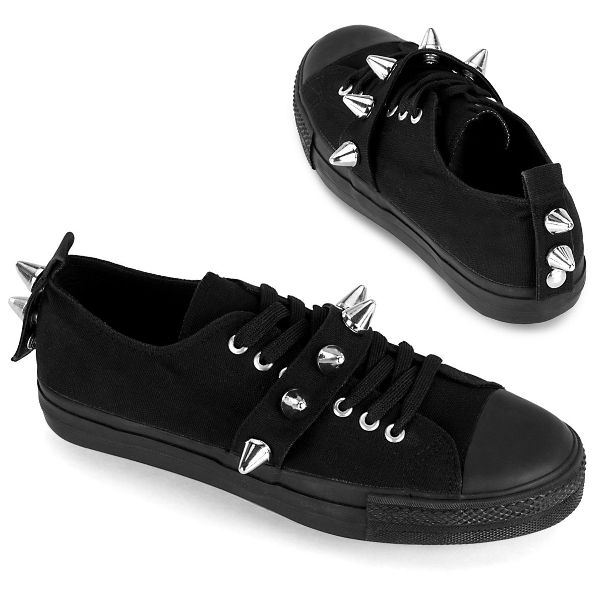 Baskets Demonia Deviant-04 Low Tops Tela Noir Homme | VGZ-0780093