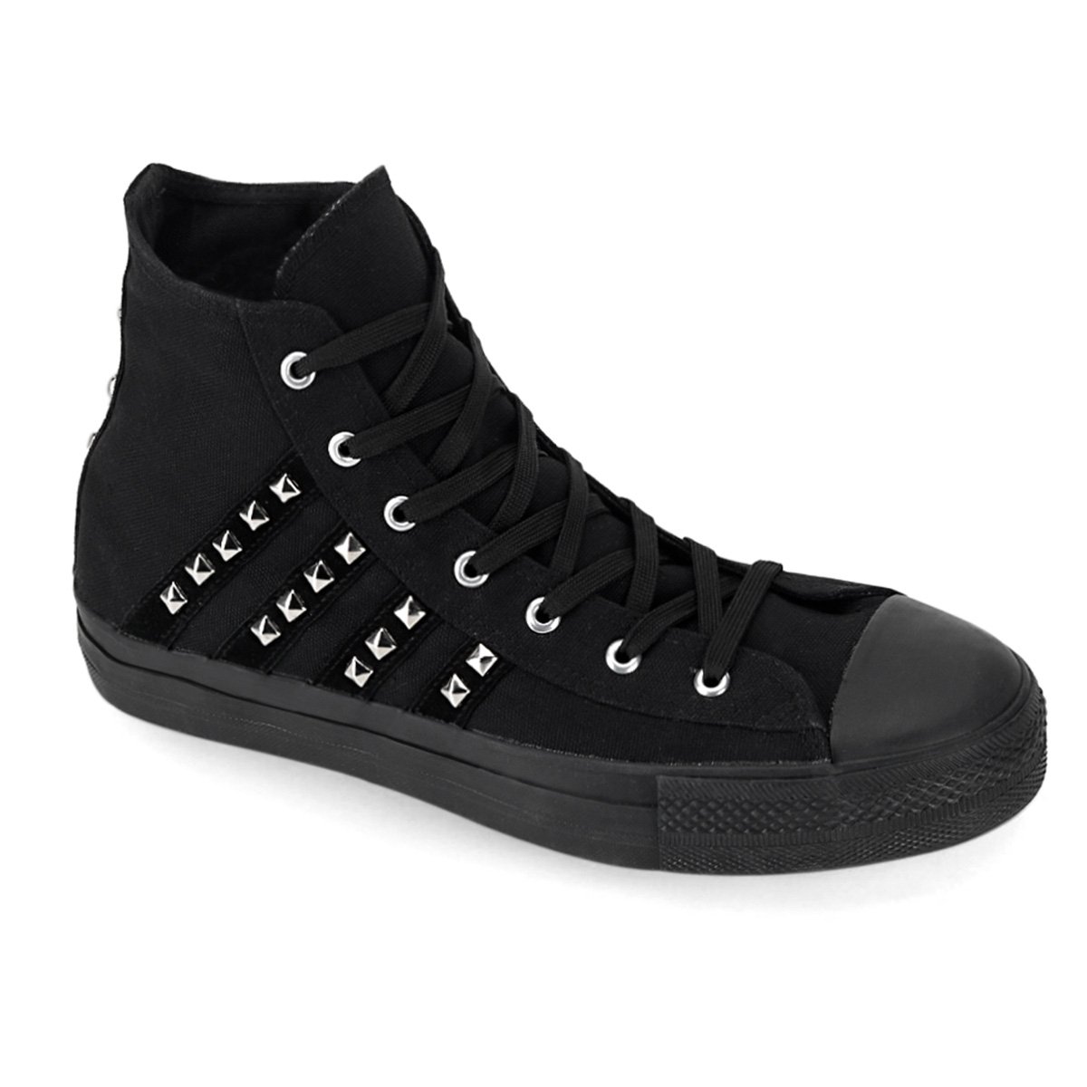 Baskets Demonia Deviant-103 Punk Goth Skater Daim Tela Noir Homme | LGE-0464088