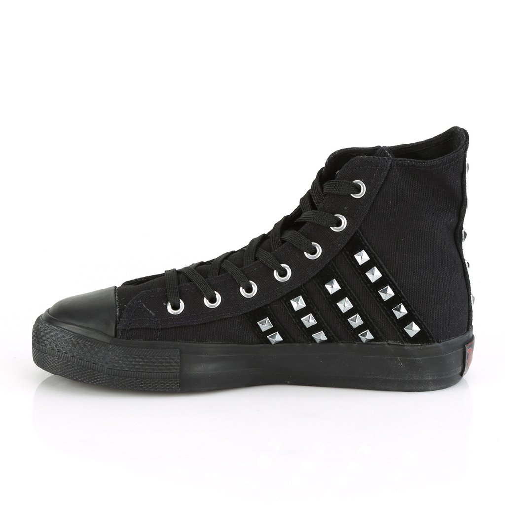 Baskets Demonia Deviant-103 Punk Goth Skater Daim Tela Noir Homme | LGE-0464088