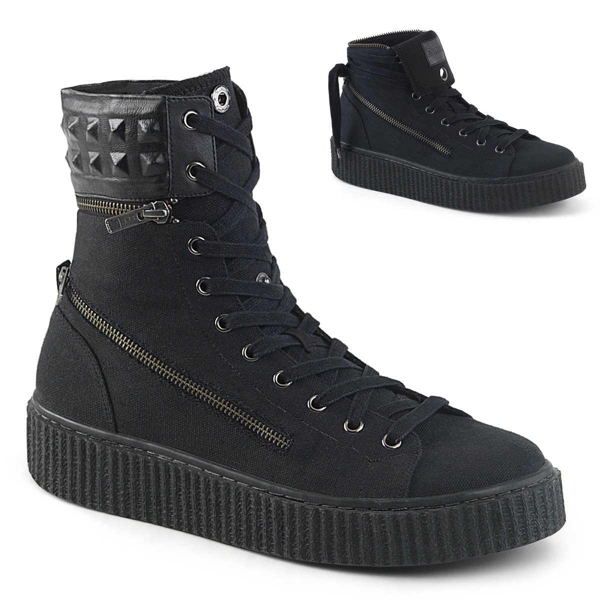 Baskets Demonia Sneeker-270 Platform Dentelle Up Tela Noir Homme | ZPL-2934580