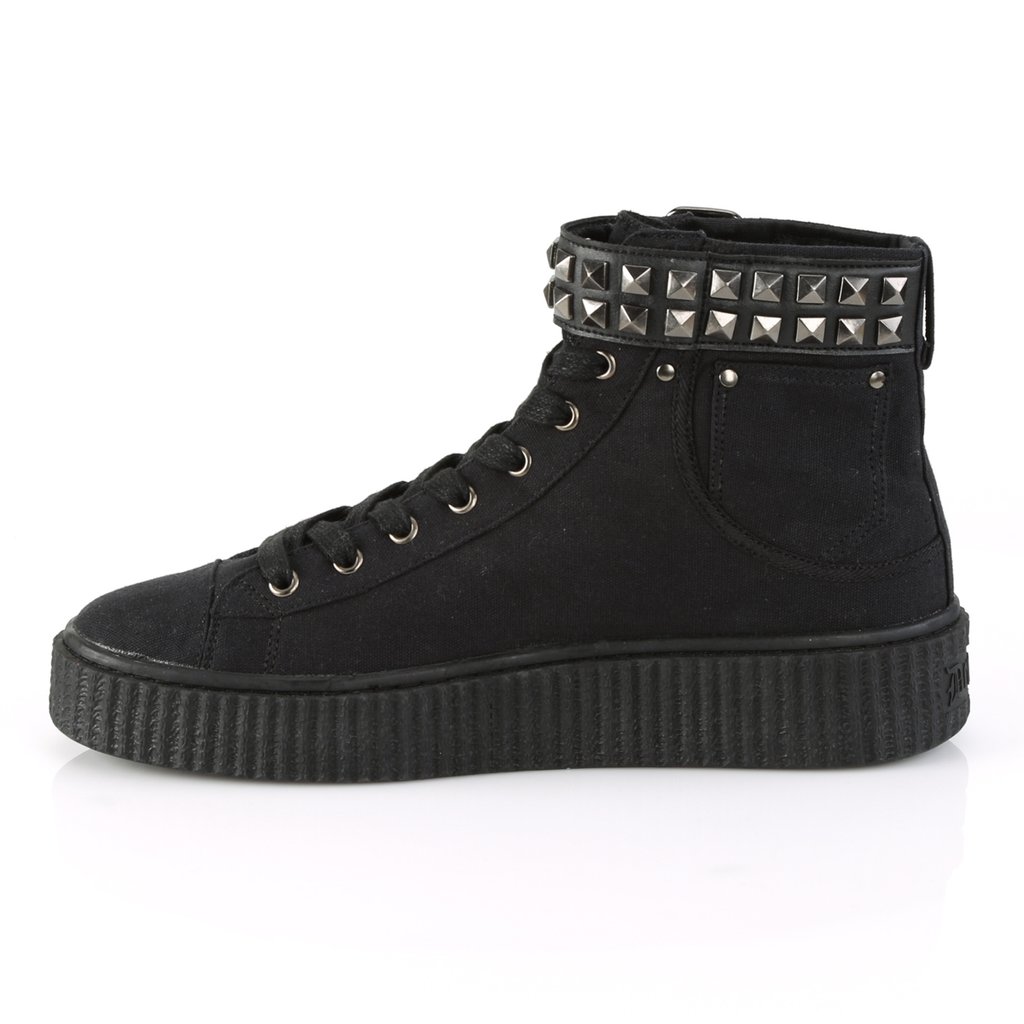 Baskets Demonia Sneeker-255 Platform Dentelle Up Tela Noir Homme | EAB-8098688