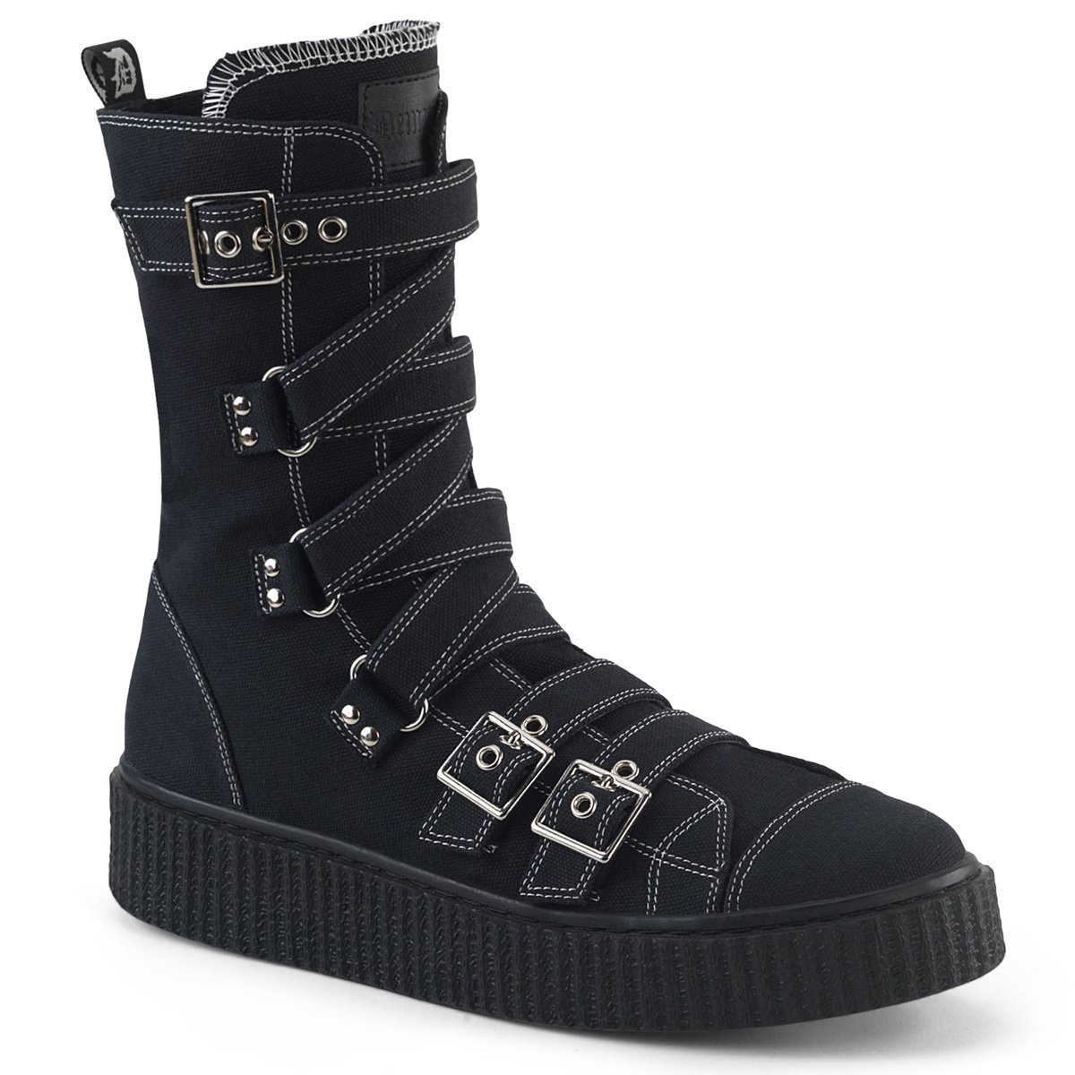 Baskets Demonia Sneeker-318 Platform Mid-Calf Tela Noir Homme | JYM-6493896