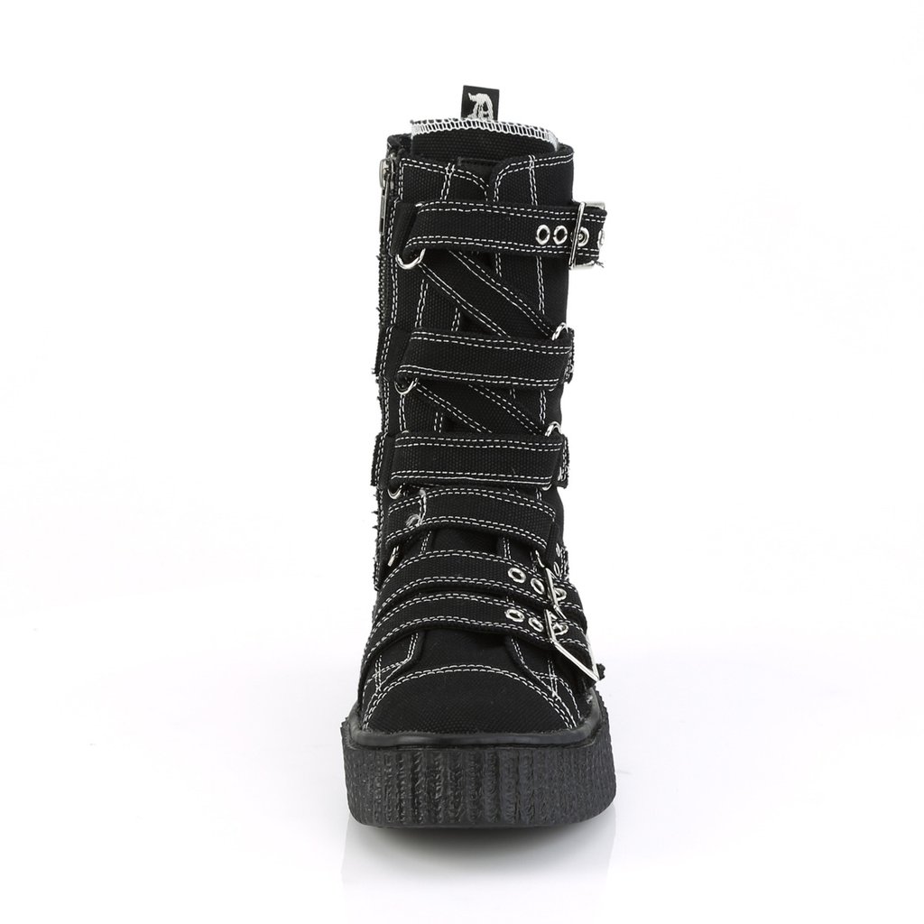 Baskets Demonia Sneeker-318 Platform Mid-Calf Tela Noir Homme | JYM-6493896