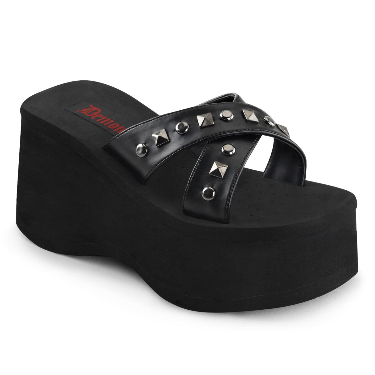 Sandales Talons Plateforme Demonia Funn-29 Cuir Vegan Noir Femme | MKZ-6917870