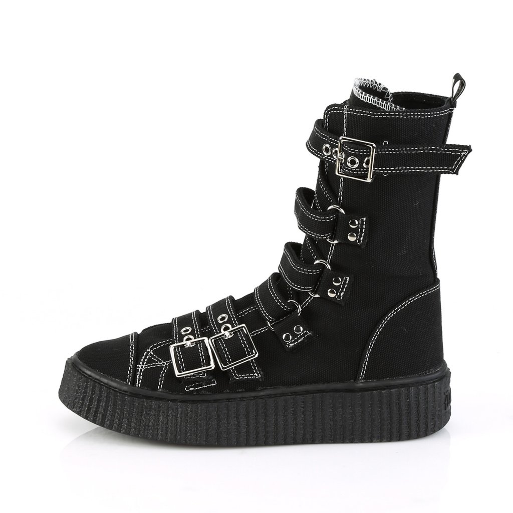 Baskets Demonia Sneeker-318 Platform Mid-Calf Tela Noir Homme | JYM-6493896