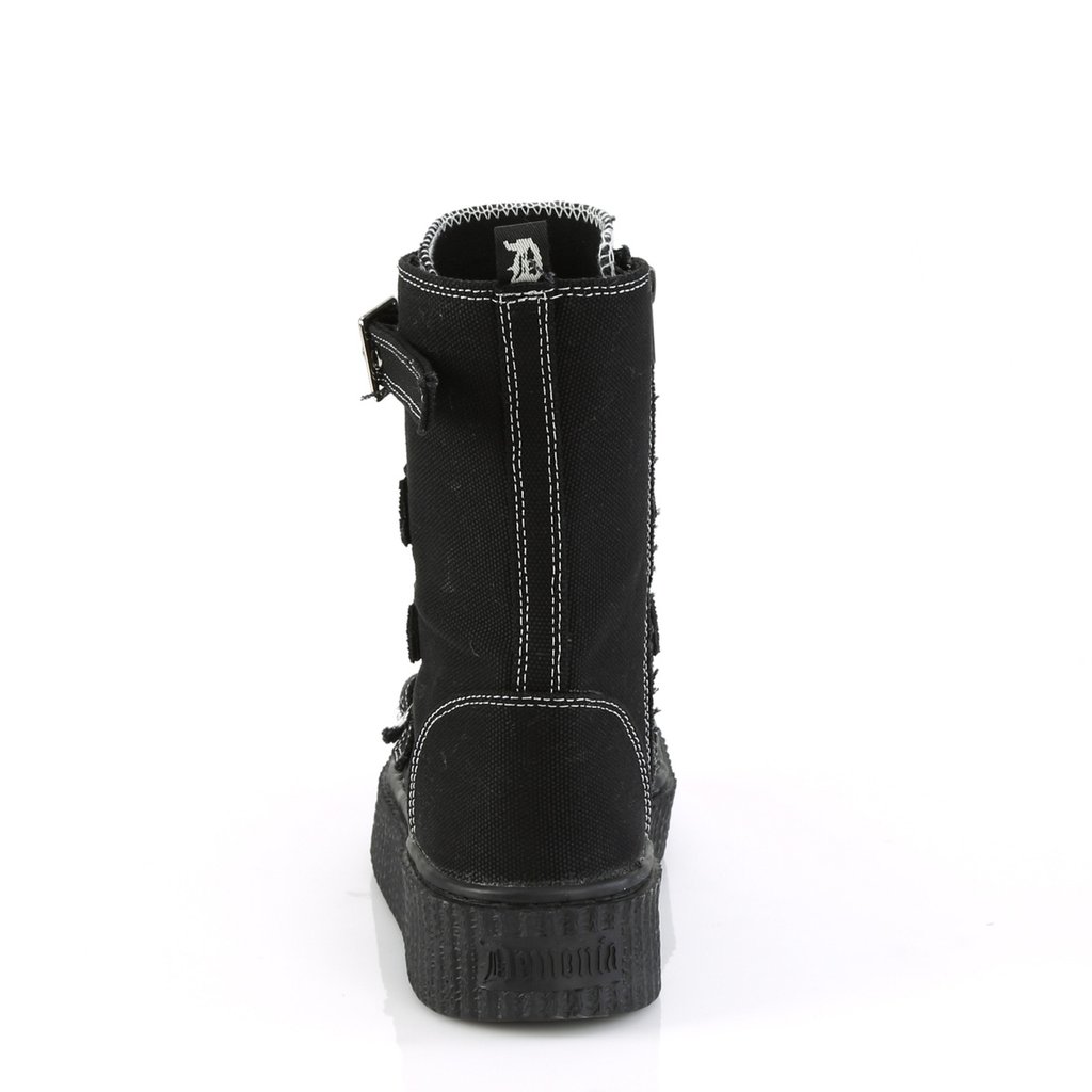 Baskets Demonia Sneeker-318 Platform Mid-Calf Tela Noir Homme | JYM-6493896