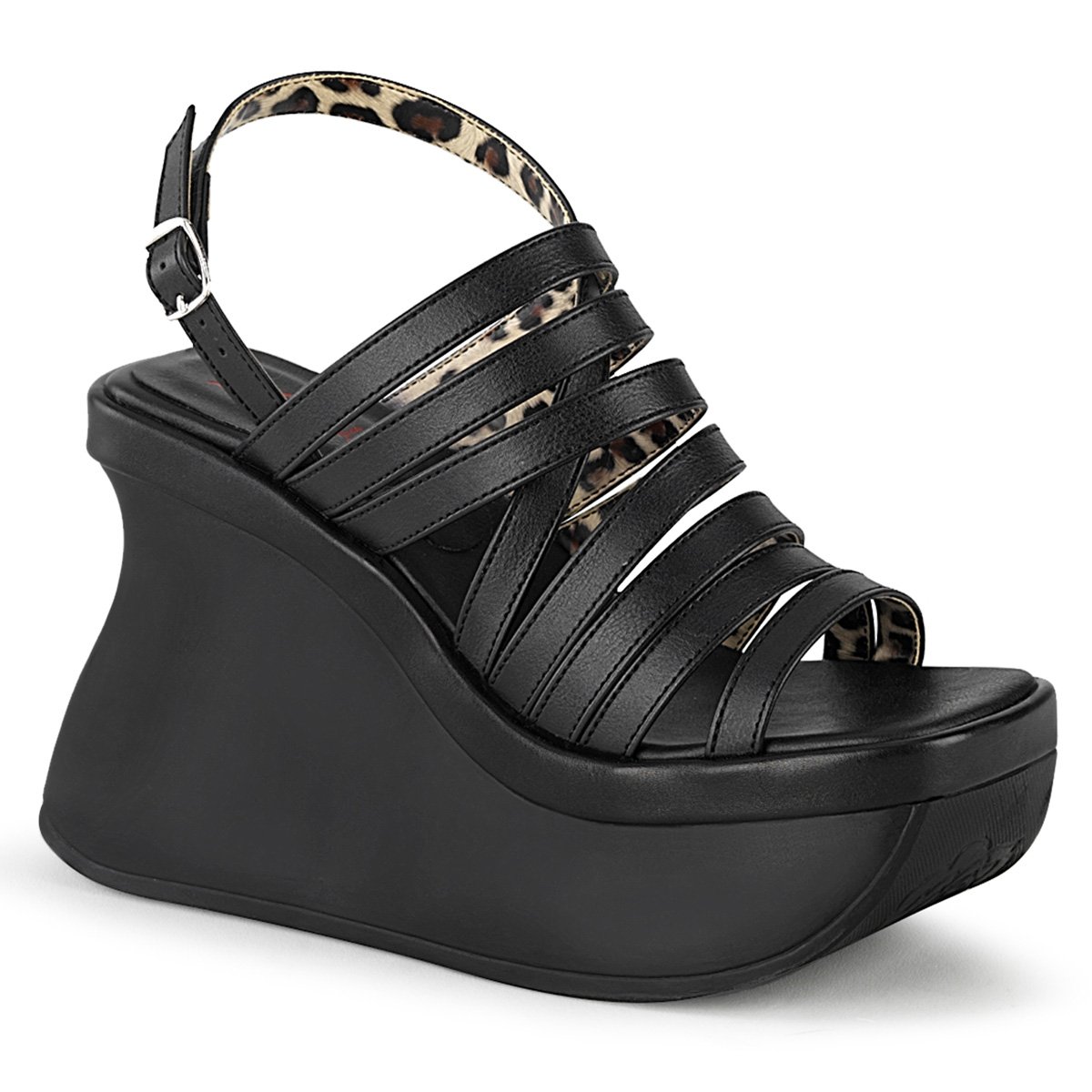 Sandales Talons Plateforme Demonia Pace-33 Wedge Cuir Vegan Noir Femme | JNB-0416294