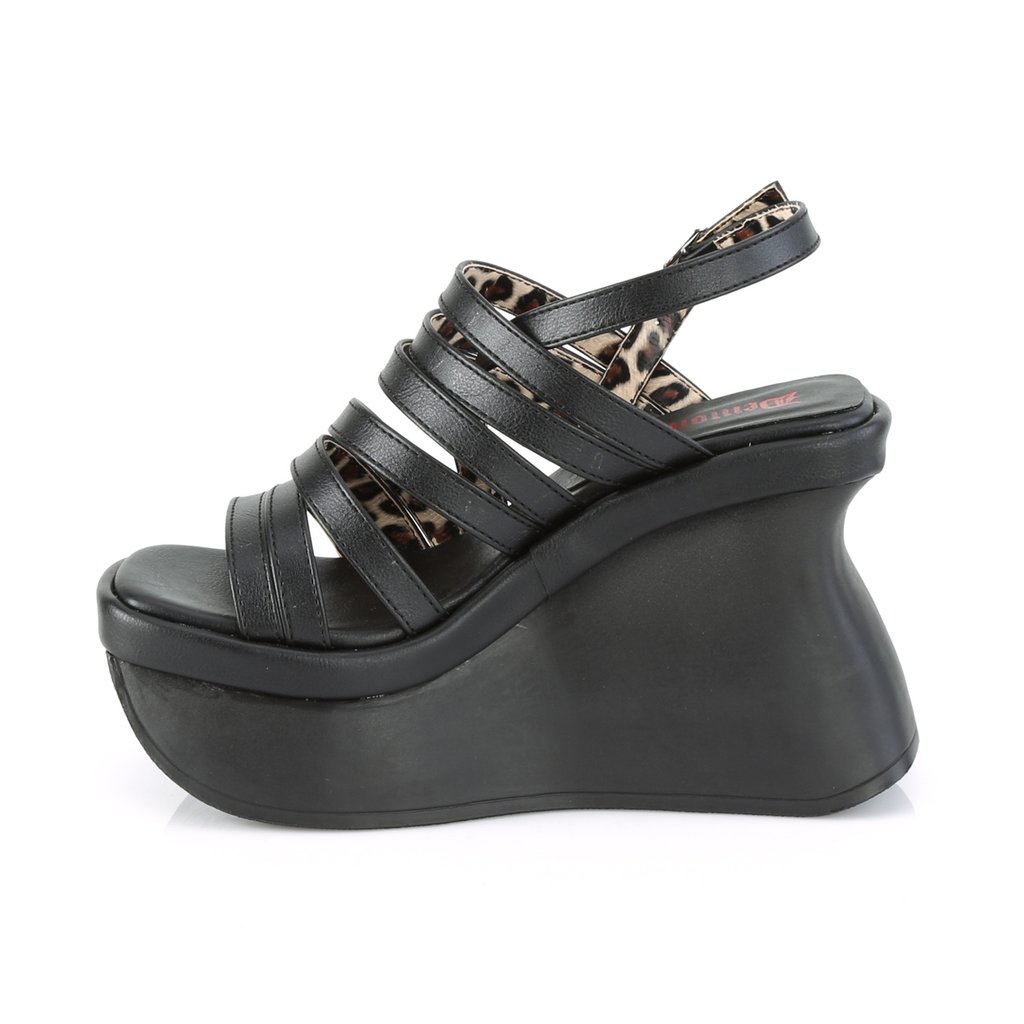 Sandales Talons Plateforme Demonia Pace-33 Wedge Cuir Vegan Noir Femme | JNB-0416294