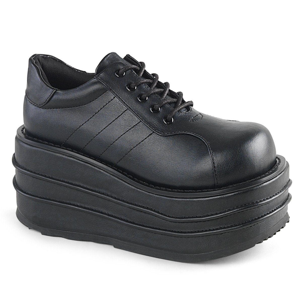 Chaussures Plateforme Demonia Tempo-08 Platform Dentelle Up Cuir Vegan Noir Homme | KNL-0346423