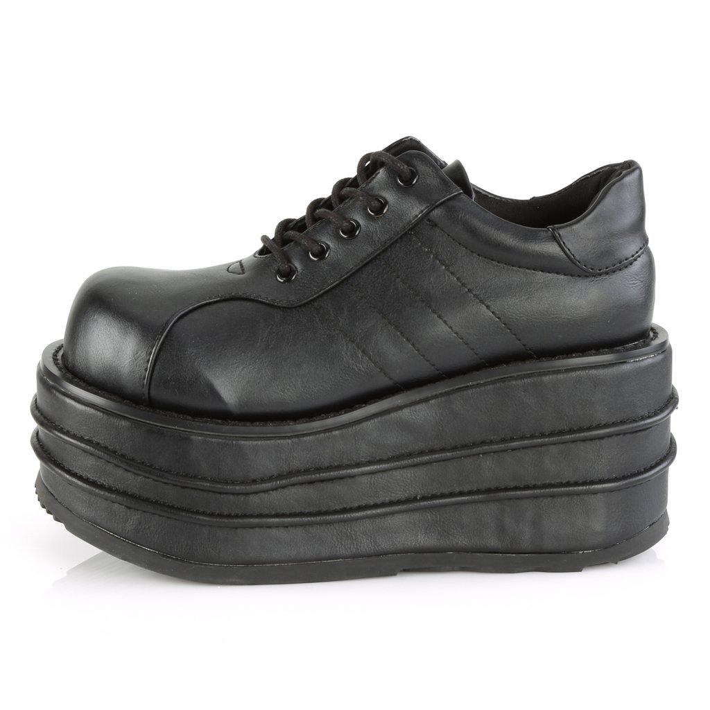 Chaussures Plateforme Demonia Tempo-08 Platform Dentelle Up Cuir Vegan Noir Homme | KNL-0346423