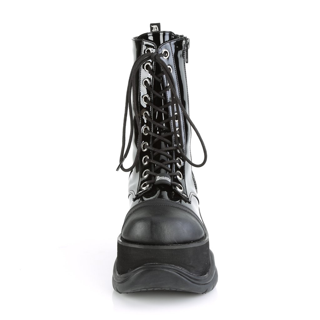 Bottes Plateforme Demonia Neptune-200 Platform Dentelle Up Mid Calf Cuir Vegan Noir Homme | NJY-5094971