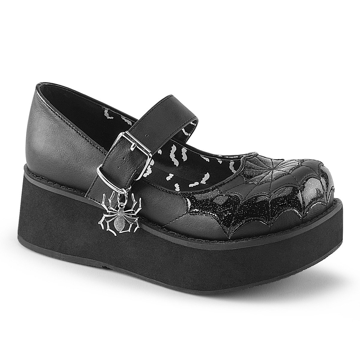 Chaussures Plateforme Demonia Sprite-05 Mary Jane Vegan Vernis Noir Femme | XKP-9837002