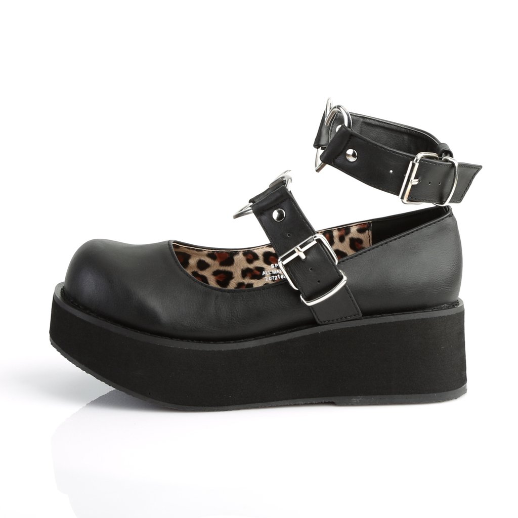 Chaussures Plateforme Demonia Sprite-02 Mary Jane Cuir Vegan Noir Femme | NQZ-6566542