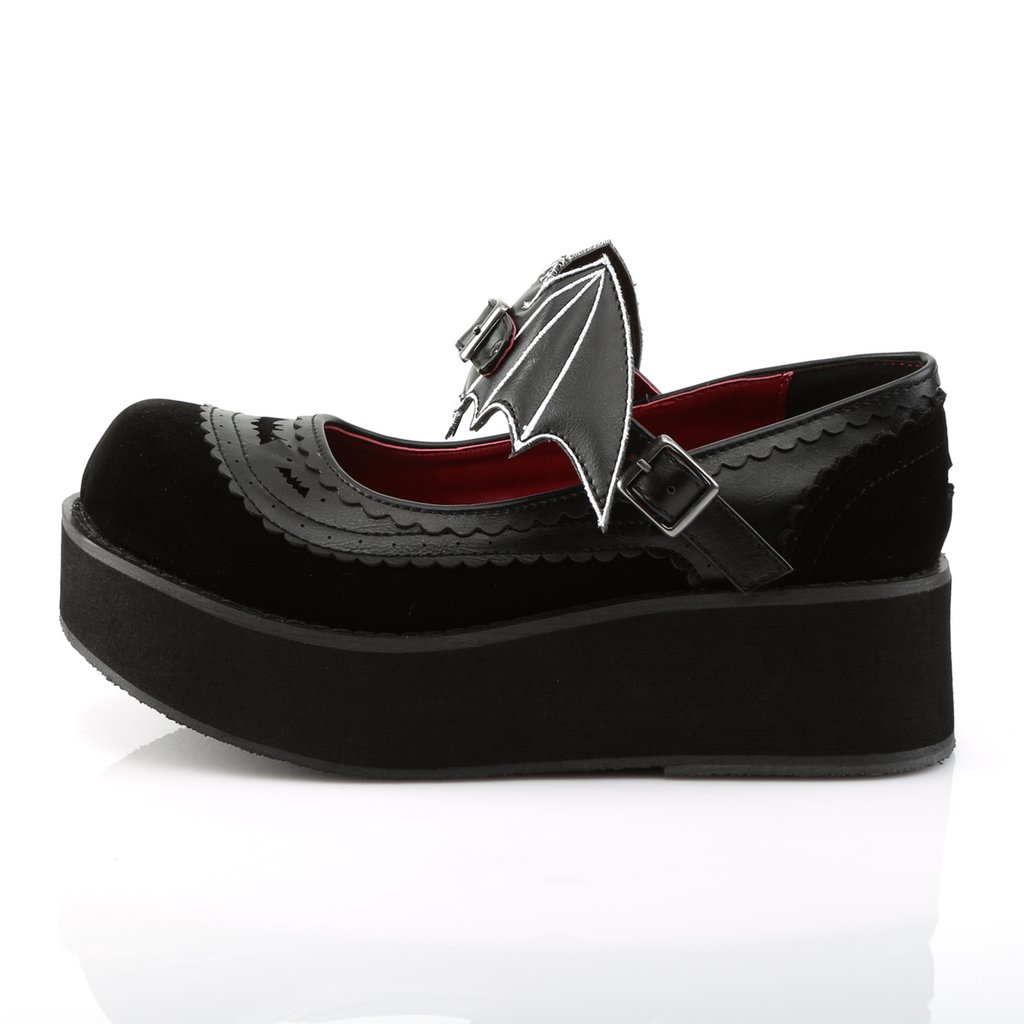 Chaussures Plateforme Demonia Sprite-09 Mary Jane Vegan Noir Femme | DJD-8260283