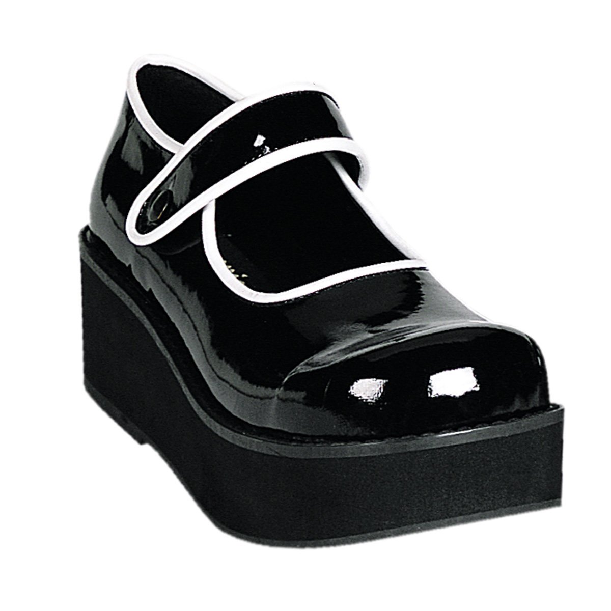 Chaussures Plateforme Demonia Sprite-01 Goth Punk Vernis Noir / Blanche Femme | CRU-7008049